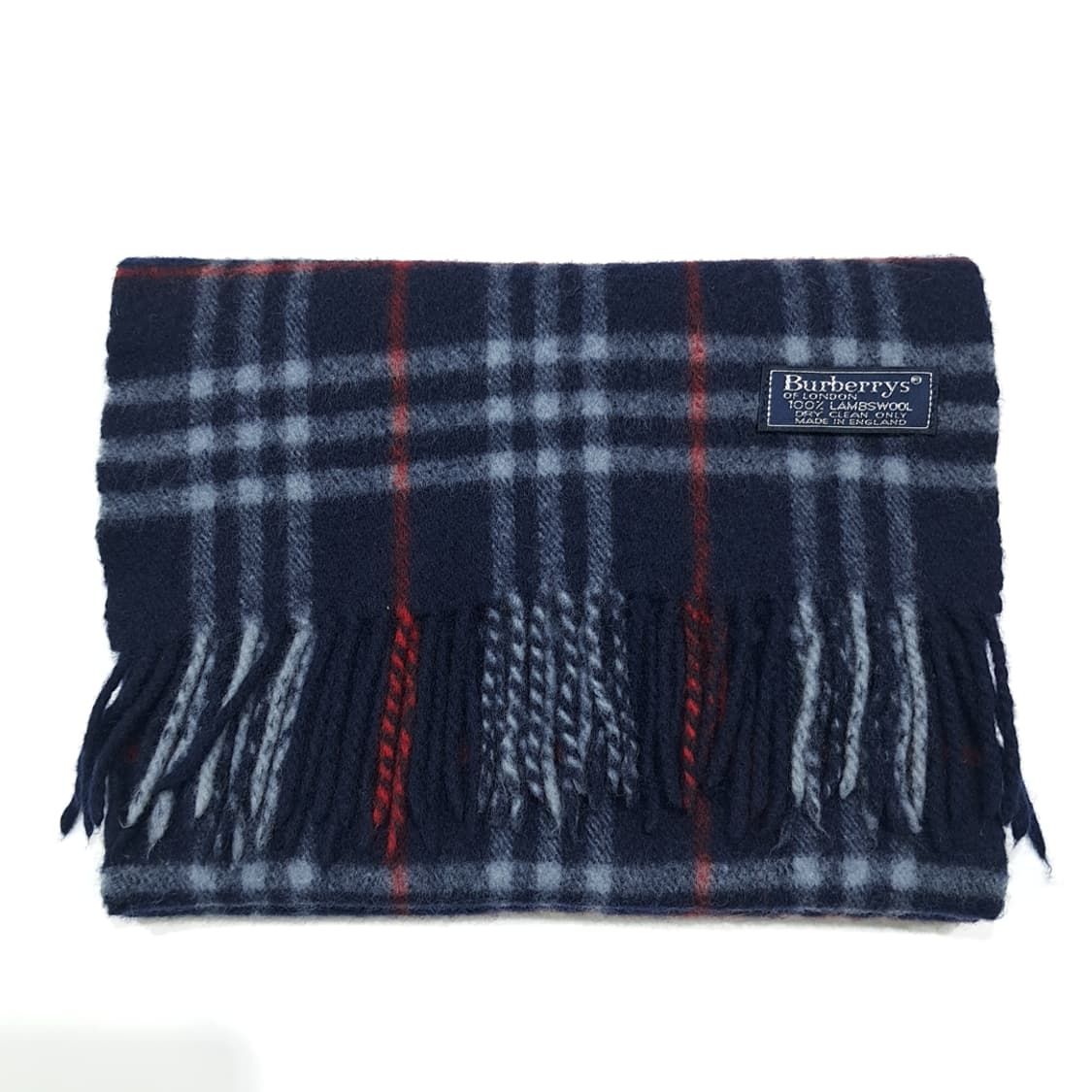 MX521 버버리 90s 영국판 램스울 체크 네이비 머플러 목도리 상품이미지8