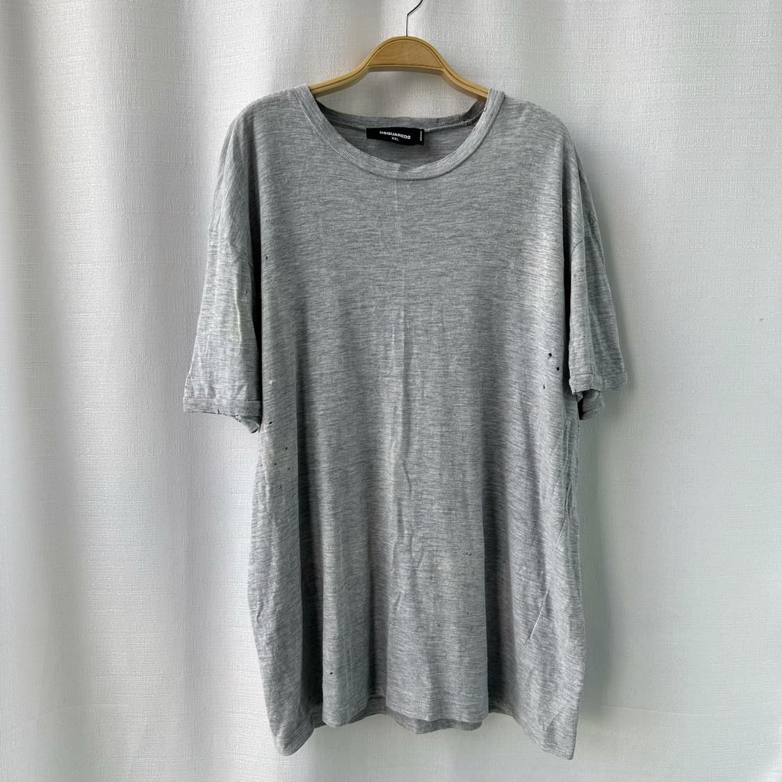 디스퀘어드2 대미지 페인팅 반팔티셔츠 멜란지 그레이 XXL 상품이미지4