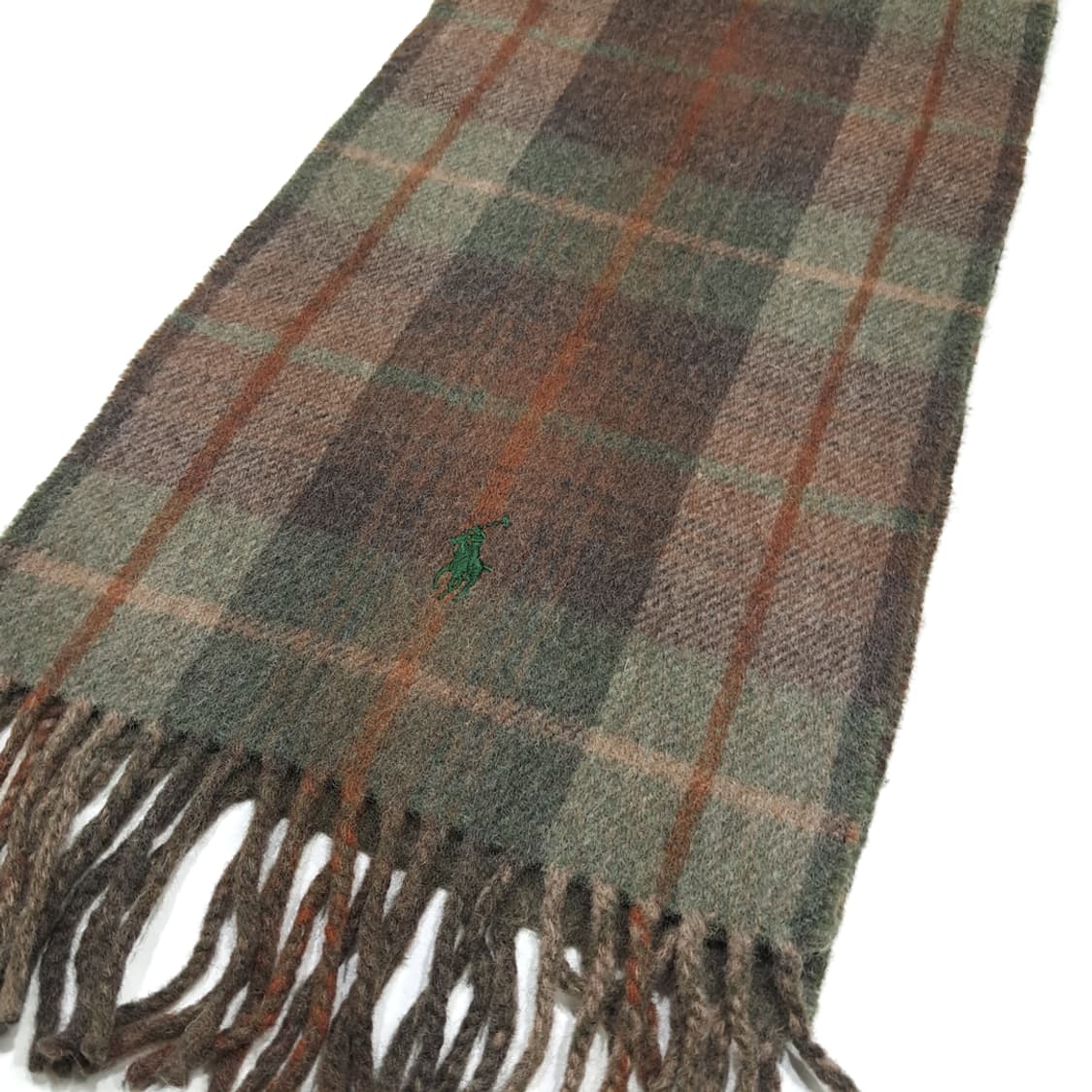 MX478 폴로 90s 이태리판 울 타탄체크 올리브 머플러 목도리 상품이미지3