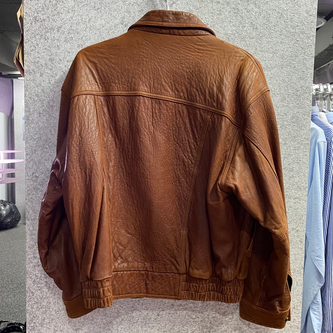 빈티지 브라운 램스킨 레더 봄버 자켓 B3638 상품이미지4