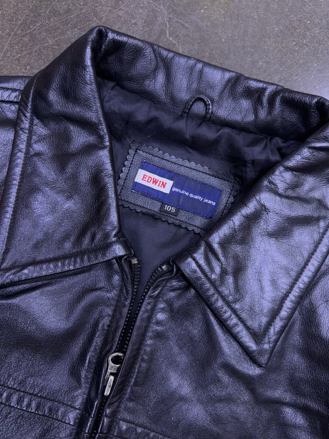 에드윈 빈티지 소가죽 레더 싱글 집업 자켓 블랙 105 상품이미지4