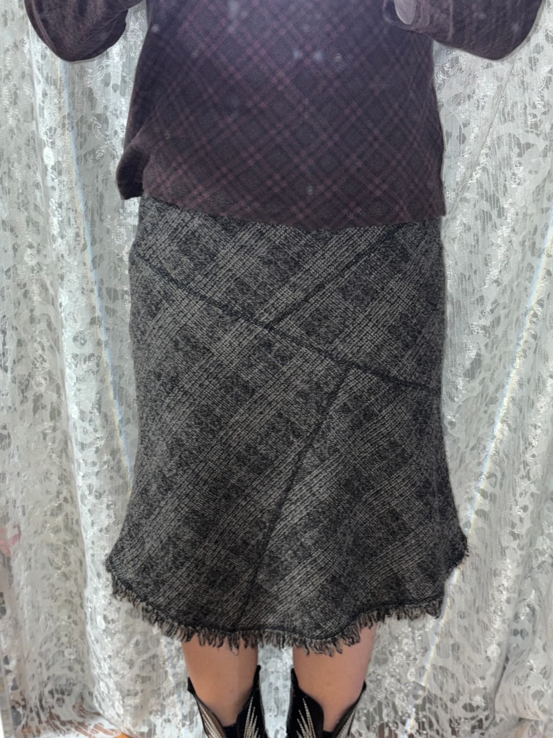 트위드 언 발 스커트 상품이미지3