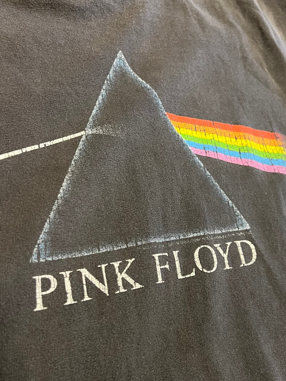 00's [2XL] 핑크플로이드 다크사이드 빈티지 티셔츠 블랙 페이딩 상품이미지8