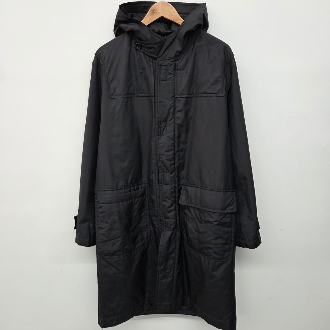 랑방 검정색 후드 롱 패딩 코트 여/L 상품이미지2