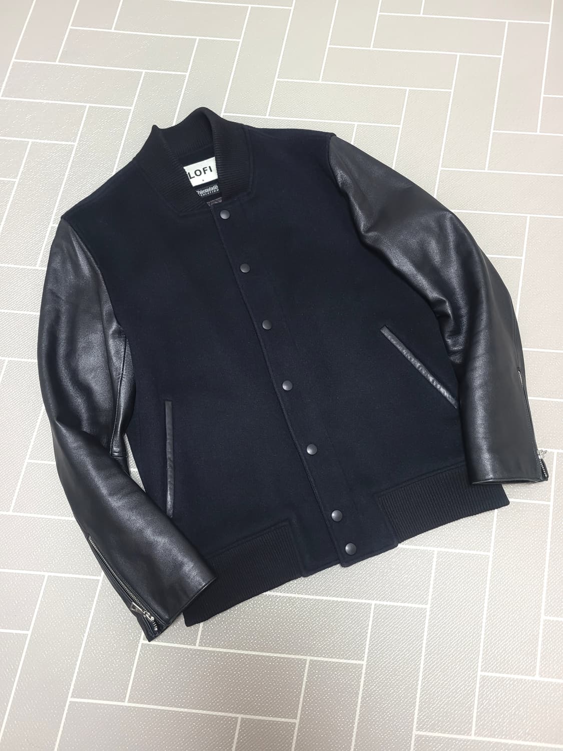 로파이 램스킨 배색 울 스타디움 자켓 M 상품이미지1