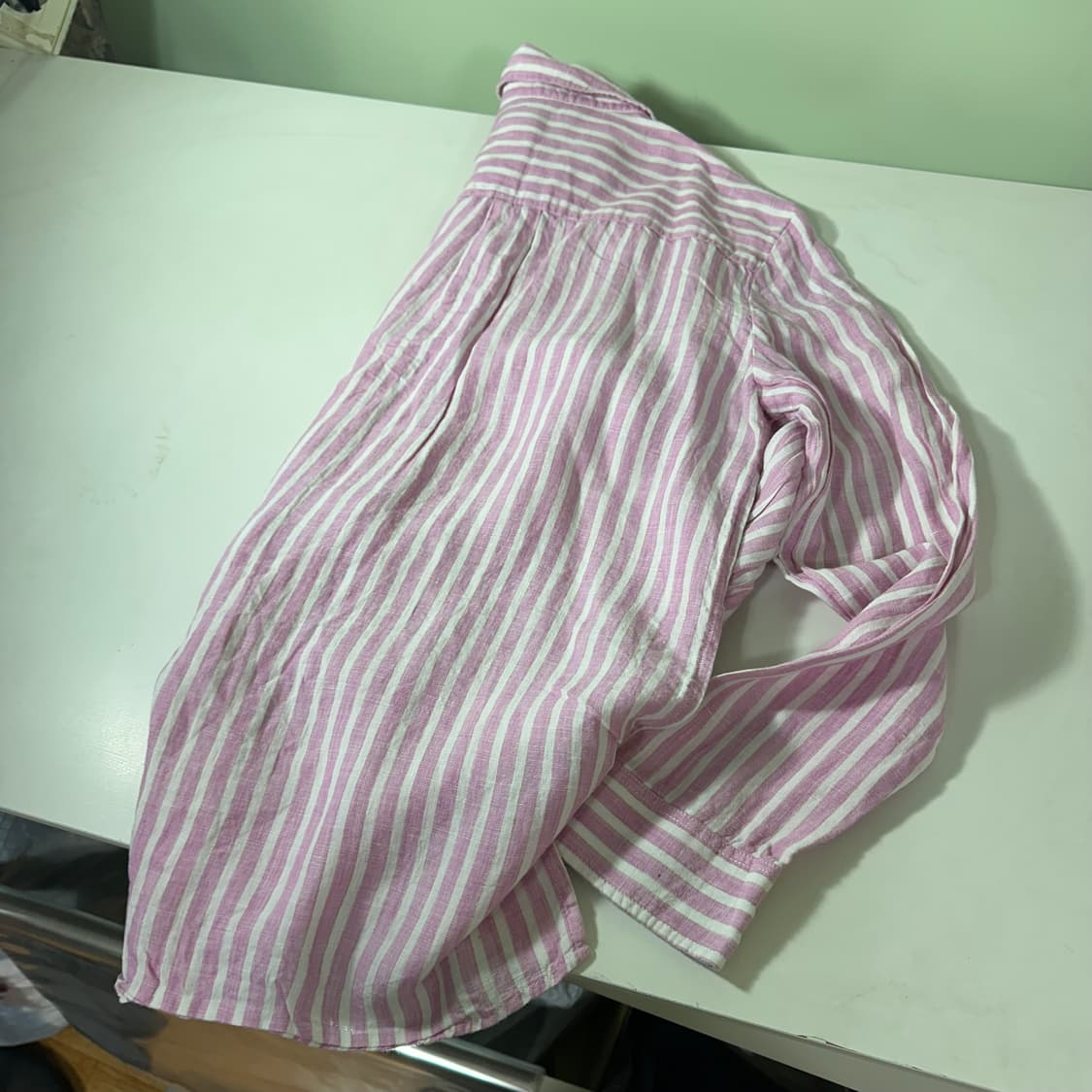우먼M 헤지스 파스텔핑크 린넨100% 스트라이프 린넨셔츠 상품이미지5