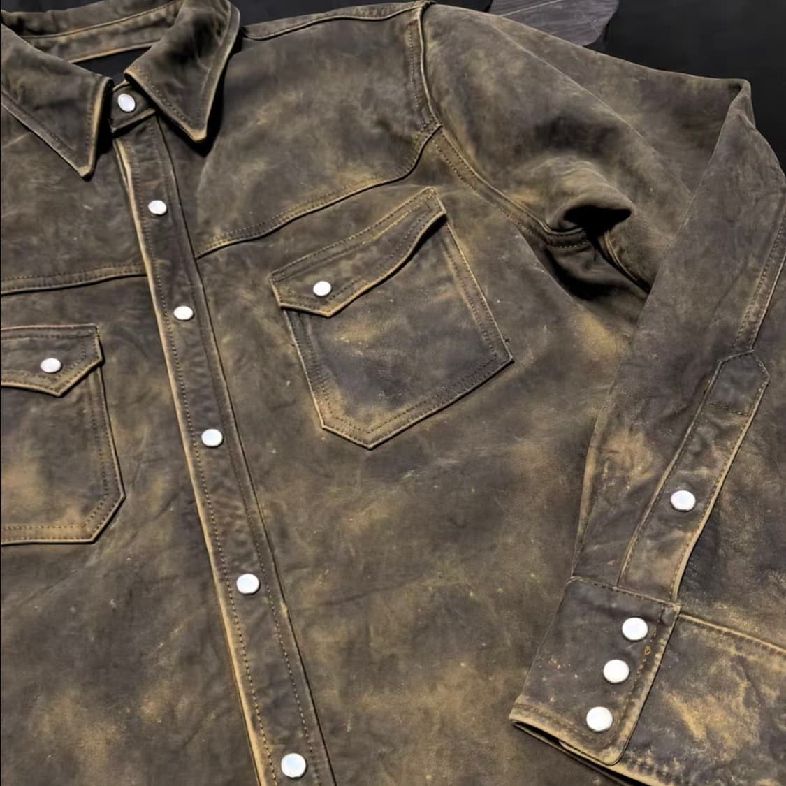 램스킨 워싱 레더 셔츠 자켓 상품이미지4