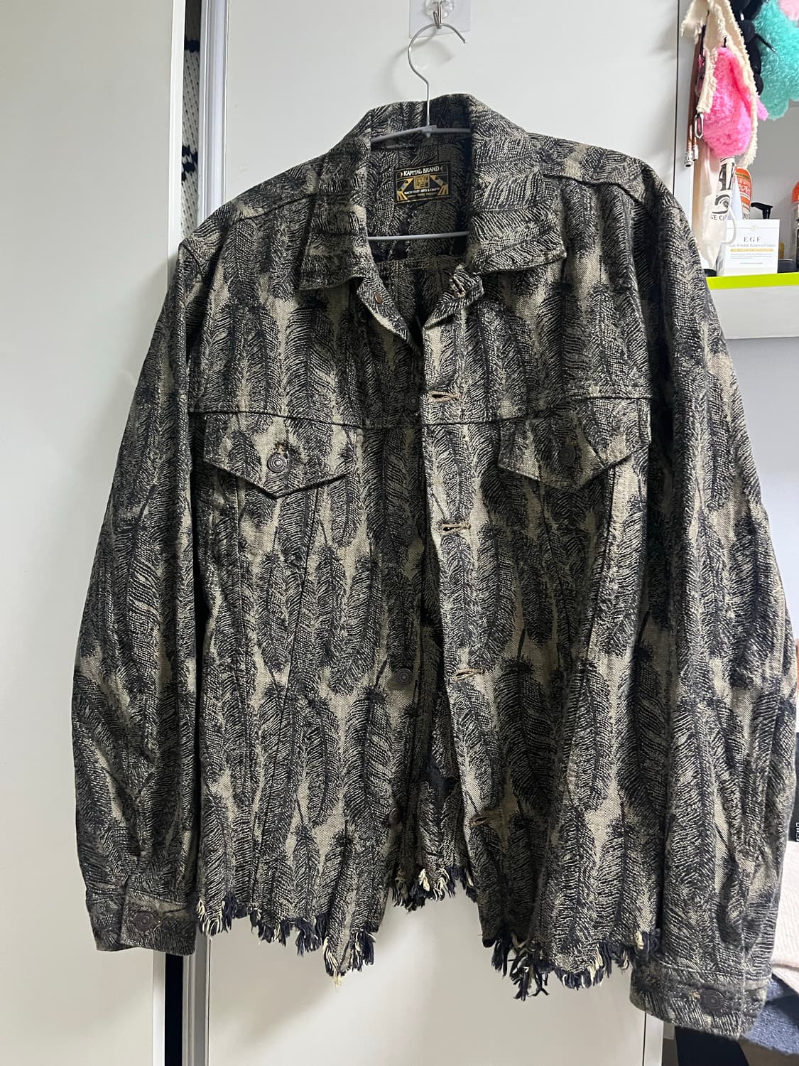 캐피탈 12온즈 맥파이 데님 3세대 자켓 블랙 베이지 상품이미지2