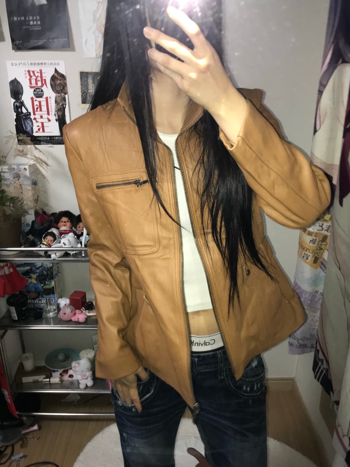 Chic 램스킨 브라운 레더자켓 상품이미지4