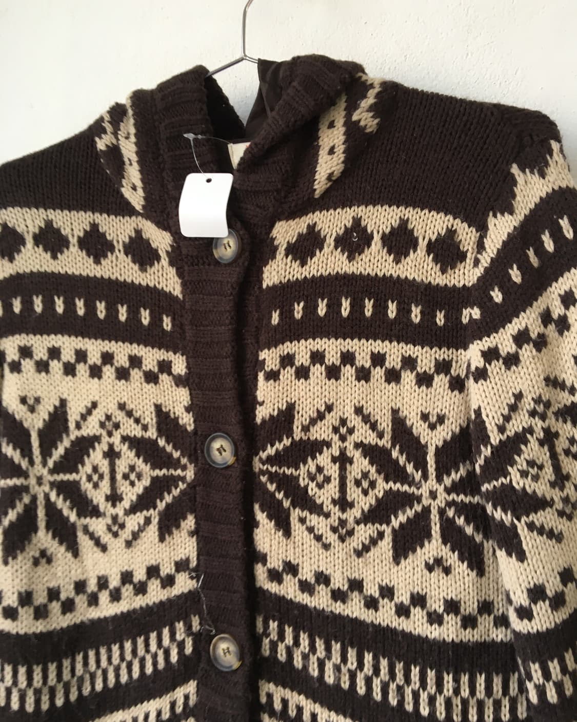 Snow pattern hood knit cardigan 상품이미지4