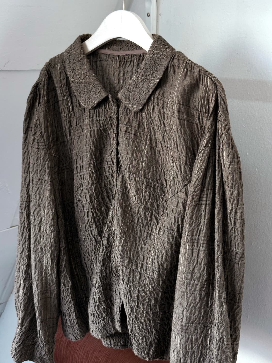 Shirring design check blouse shirt 상품이미지6