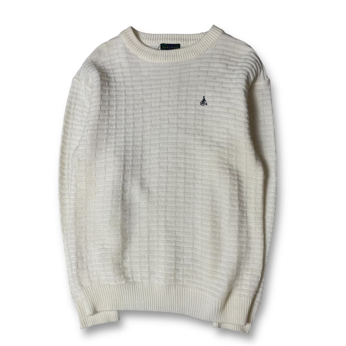 빈폴 자수로고 아이보리 패턴짜임 긴팔 니트 상품이미지1