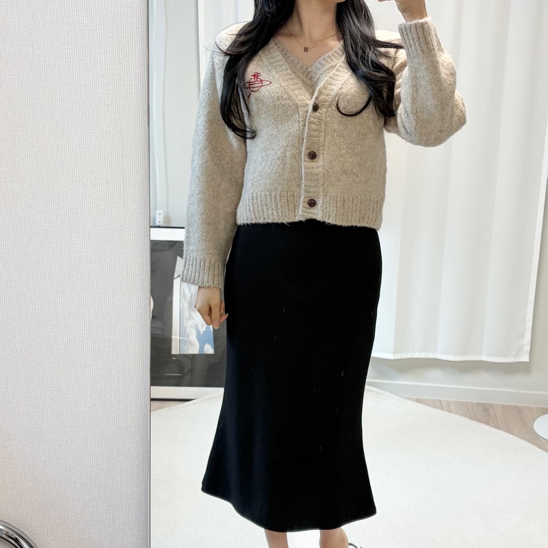 비비안웨스트우드 레이어드 울 니트탑 가디건 베이지 상품이미지10