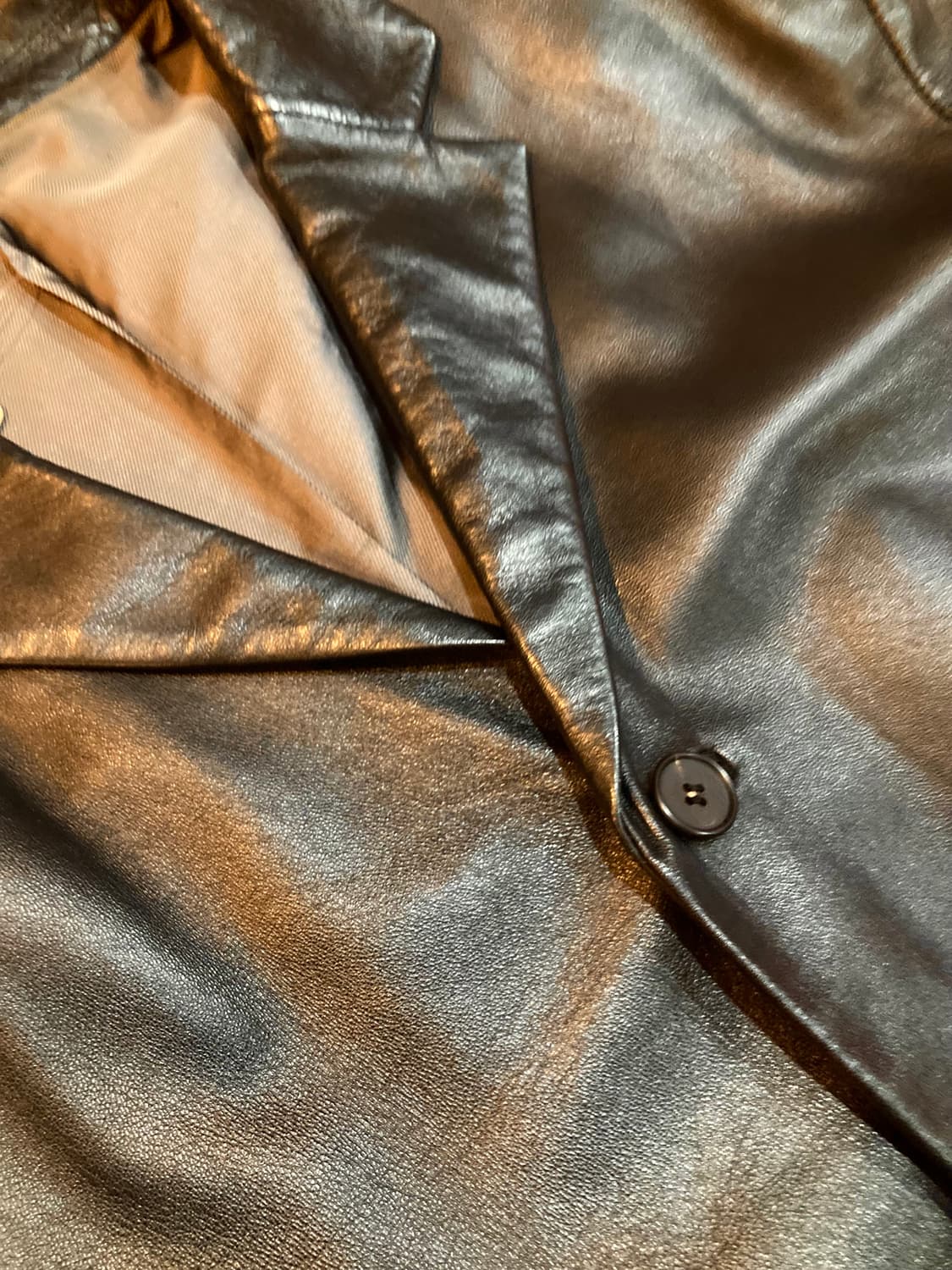 램스킨 쓰리버튼 숏카라 싱글 레더자켓 상품이미지5