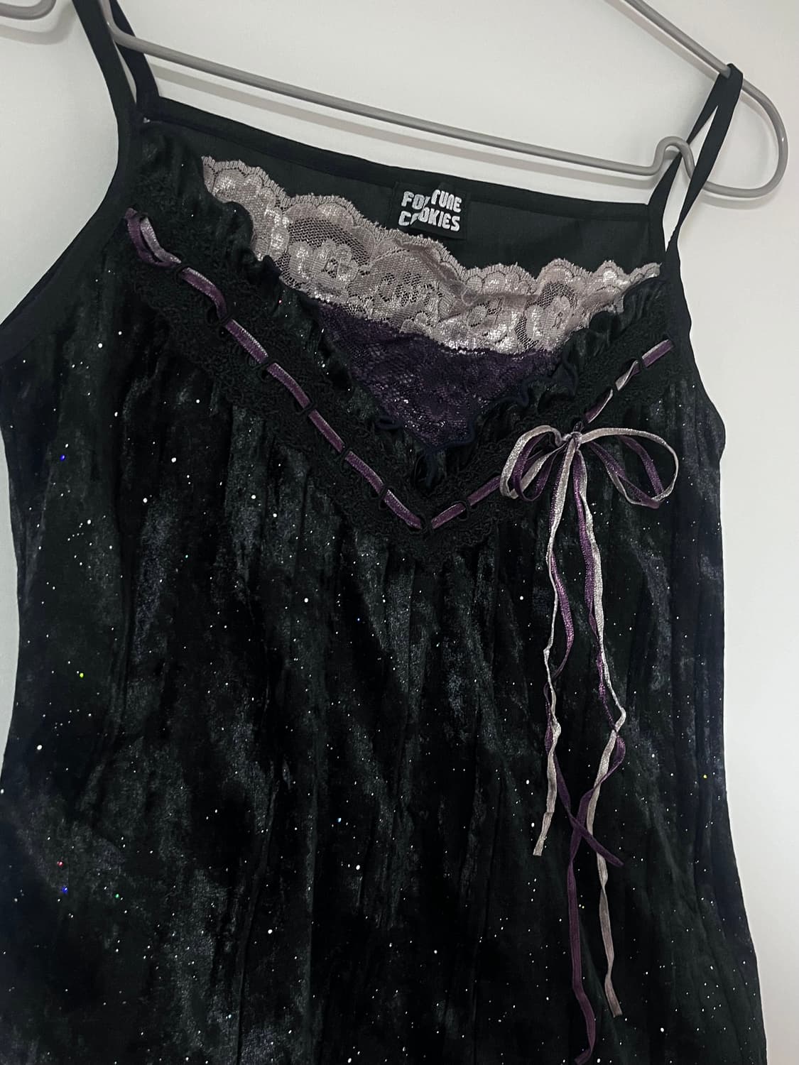 갸루 고스 펑크 고딕 락시크 나나 퍼플 큐빅 슬리브리스 나시 레이스 상품이미지2