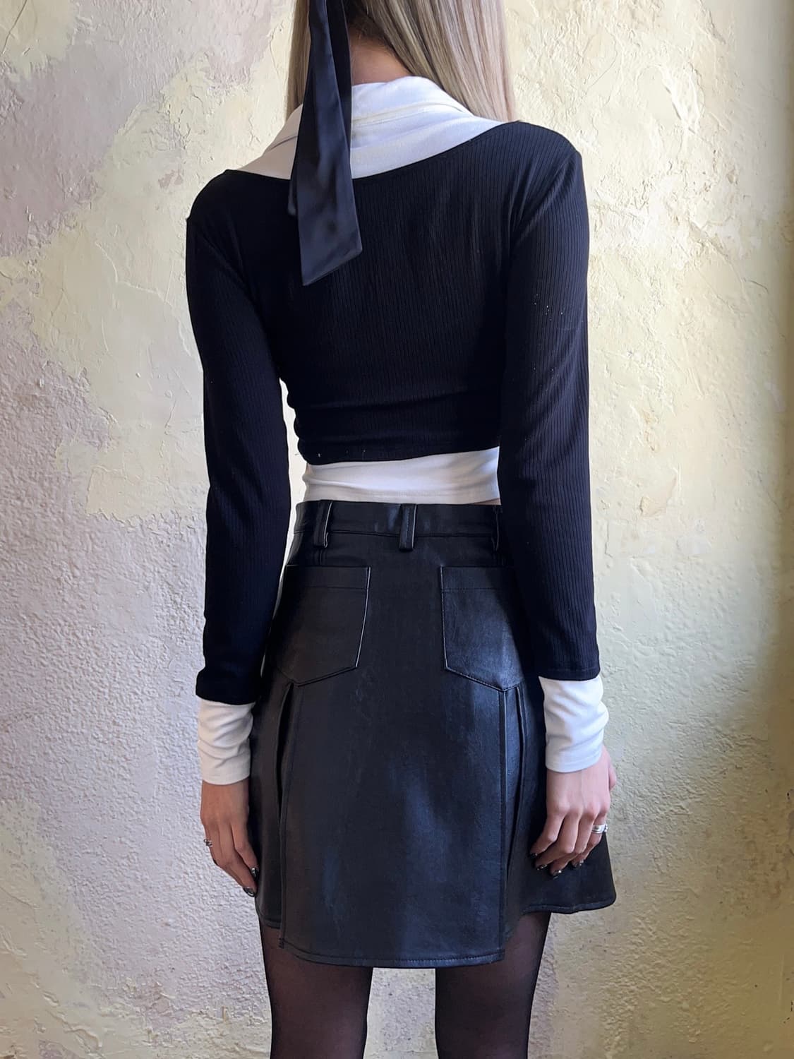 Layered black knit shirt 상품이미지5