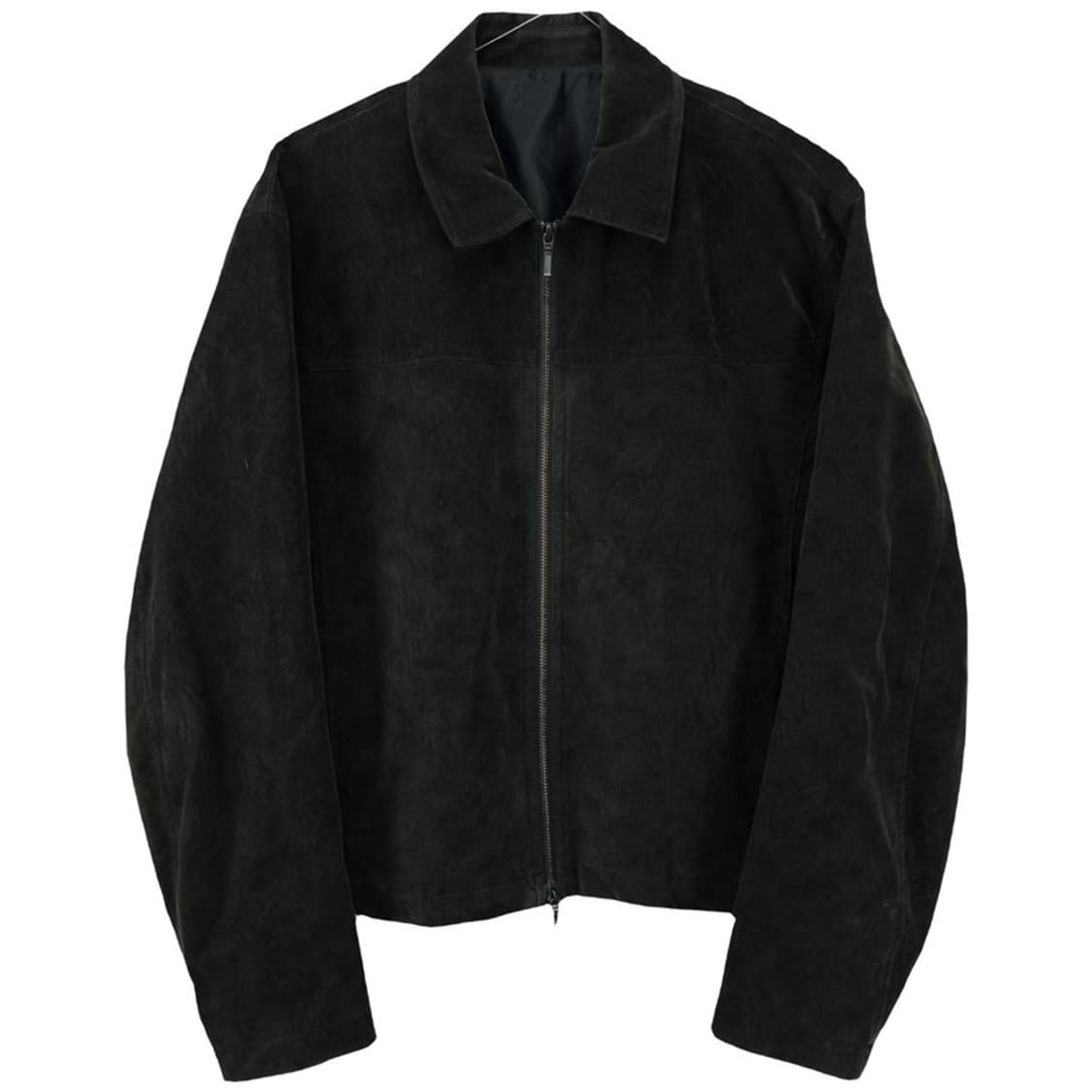 [쿠어] 비건 스웨이드 미니멀 오버핏 블루종 자켓 블랙 M19525 상품이미지2