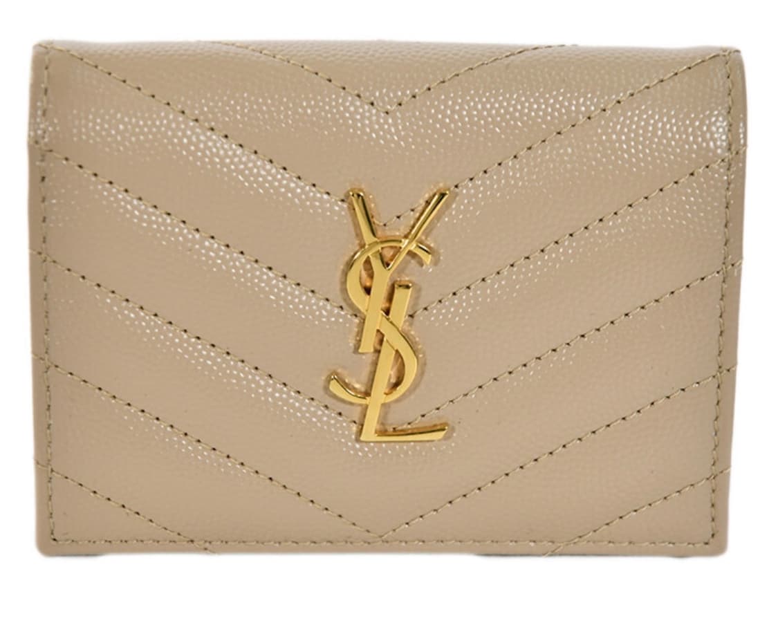 생로랑 금장 모노그램 여성 코인 반지갑 베이지 상품이미지1