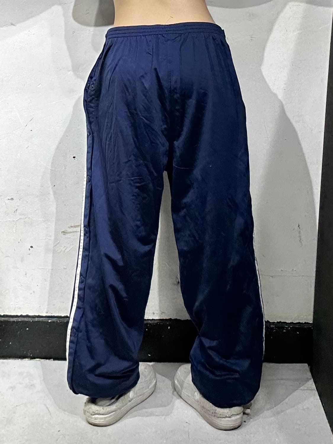 90s 아디다스 네이비 와이드 스냅 버튼 추리닝 바지 트레이닝 댄스 팬츠 상품이미지3