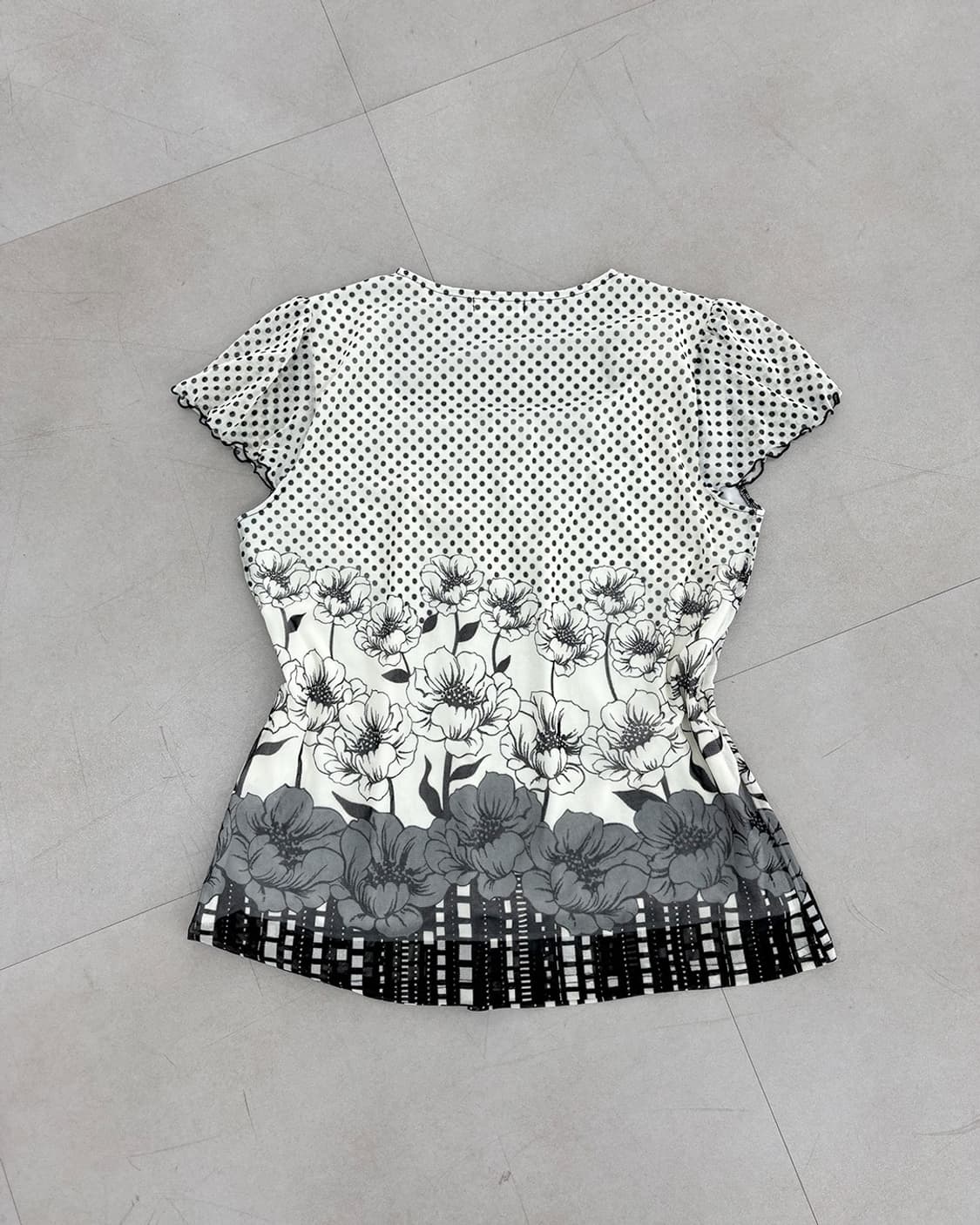 moha monotone flower dot mesh blouse 상품이미지6
