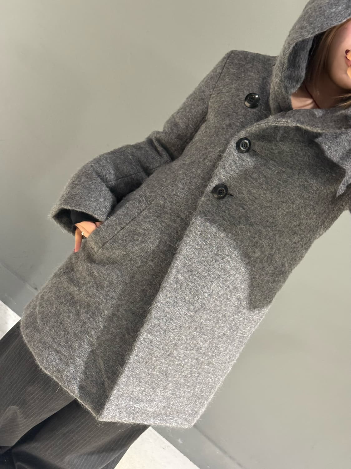 big hood side button detail coat  상품이미지6