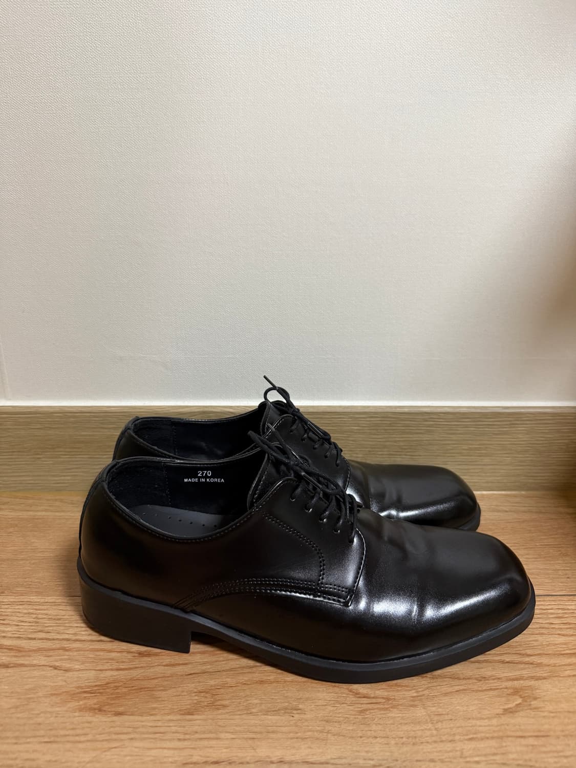 (270size) 빈티지 레더 블랙 더비슈즈 상품이미지2
