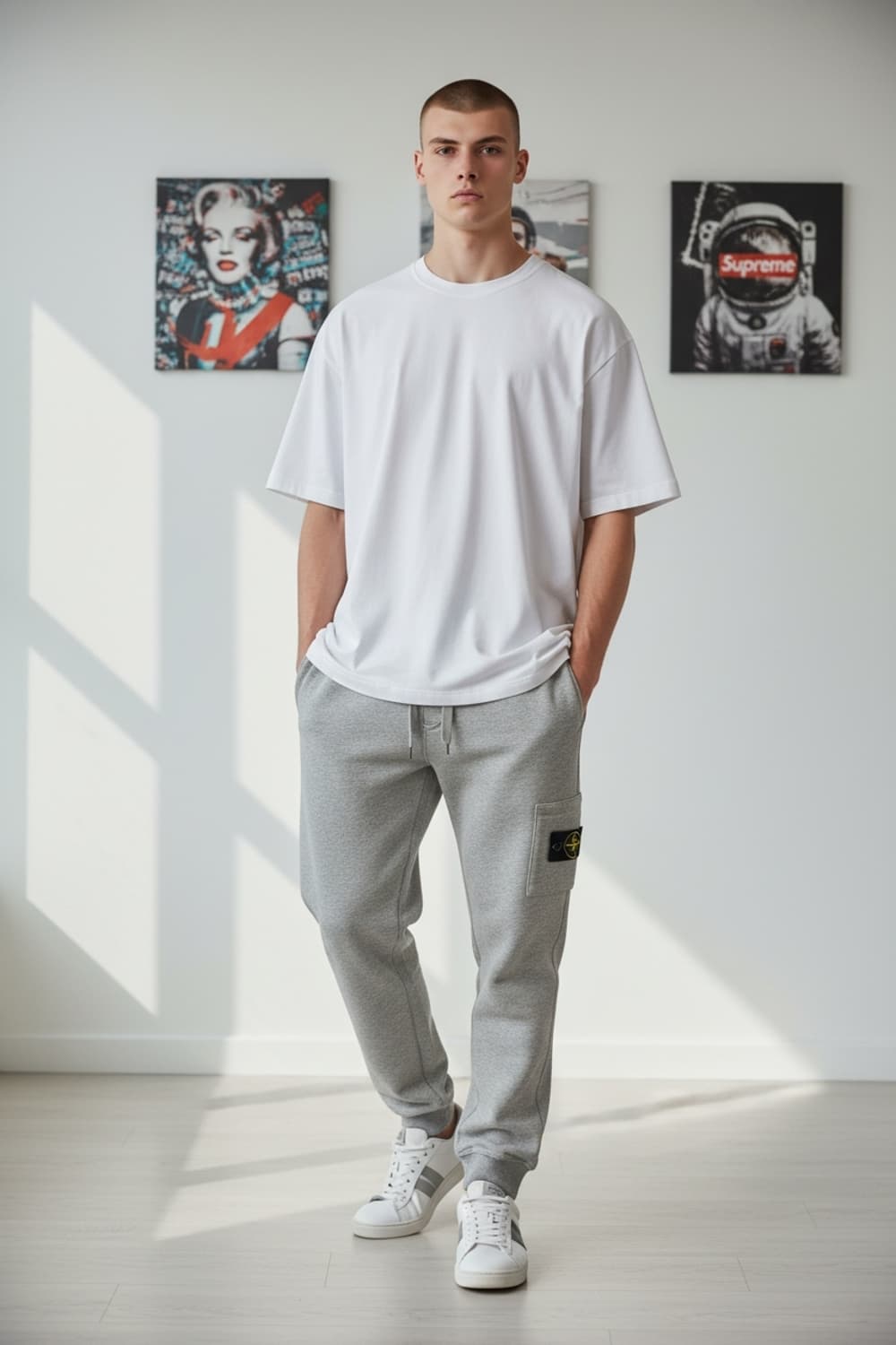 STONE ISLAND 와펜 조거 팬츠 (GREY) 상품이미지1