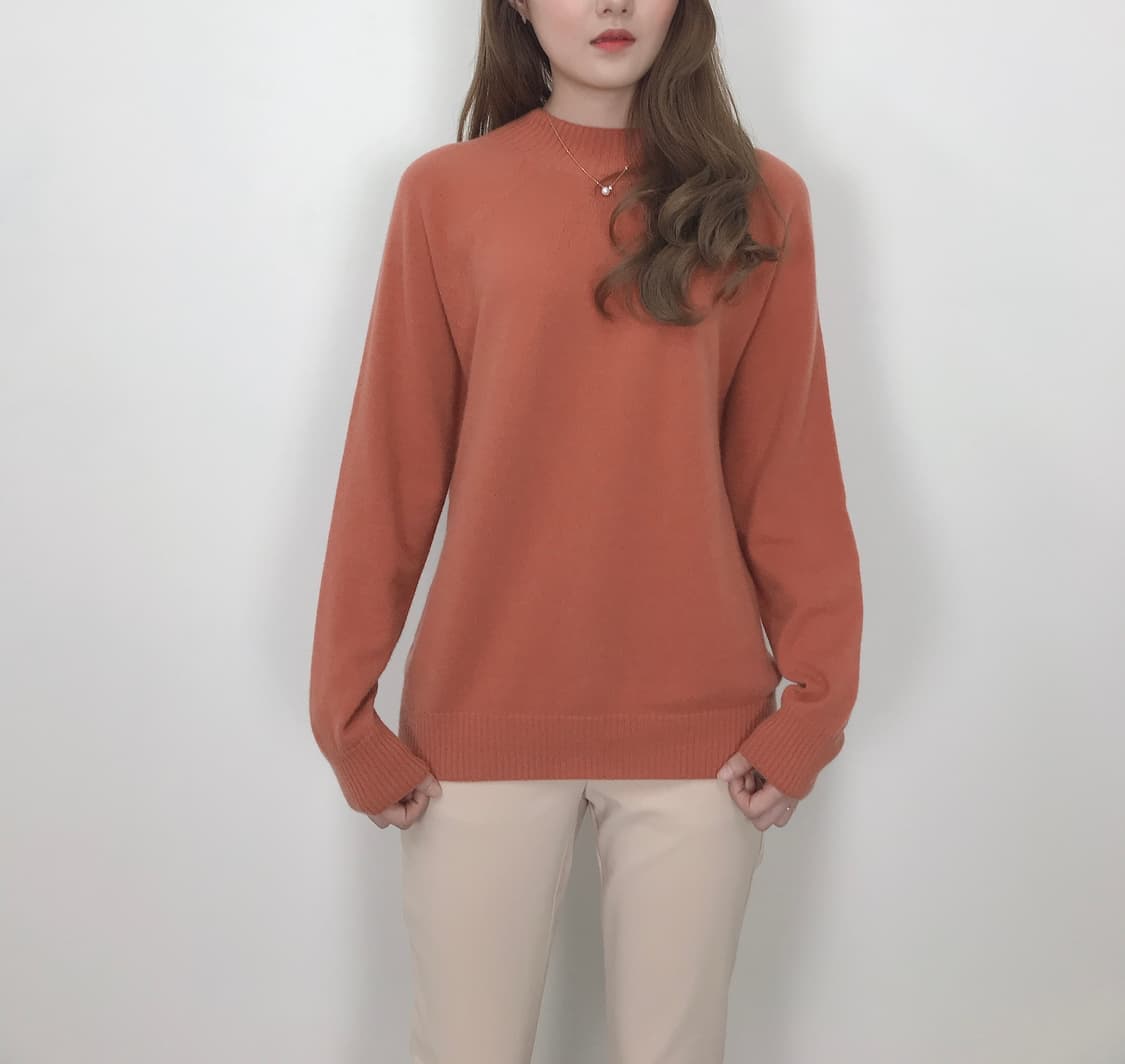 메리노 울캐시 홀가먼트 반목니트 적황 (L)새상품 상품이미지3