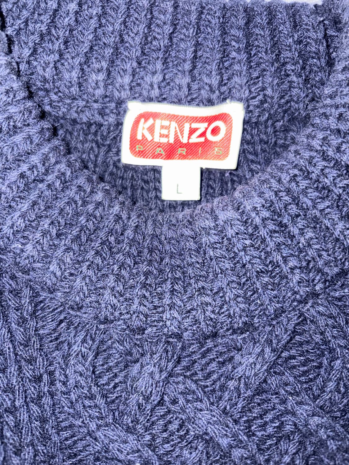 KENZO 겐죠 네이비 크루넥 울 케이블 니트탑 상품이미지5