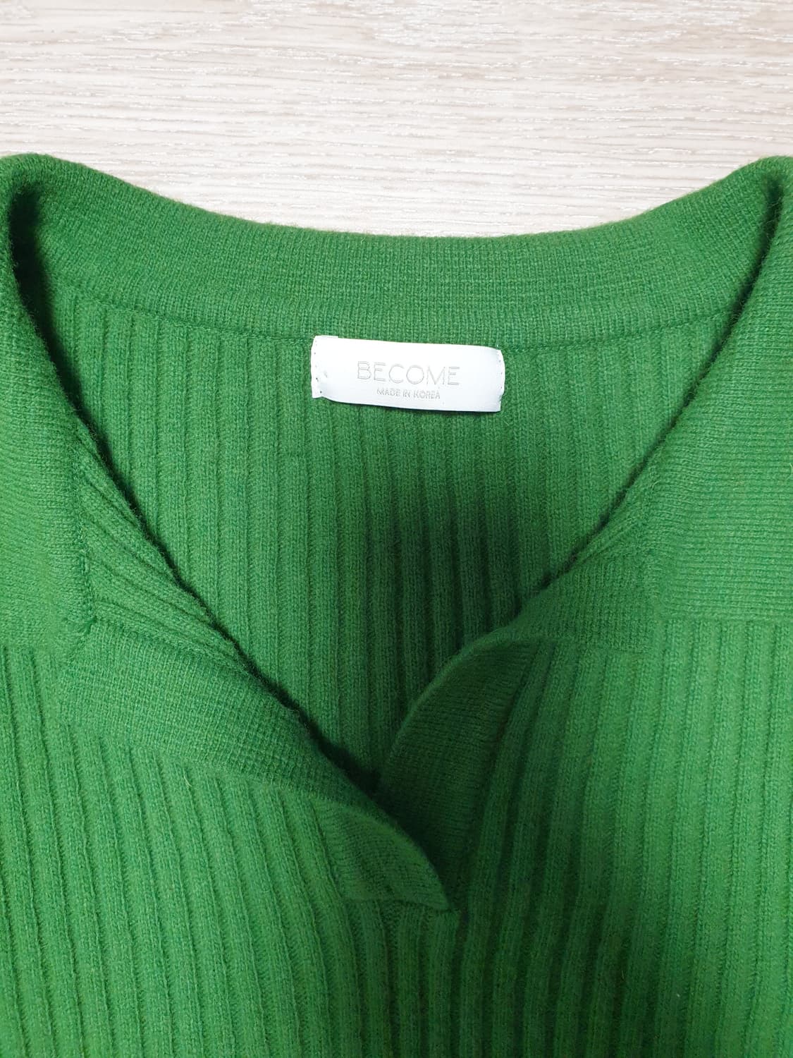 녹색 카라 골지 크롭니트  상품이미지2