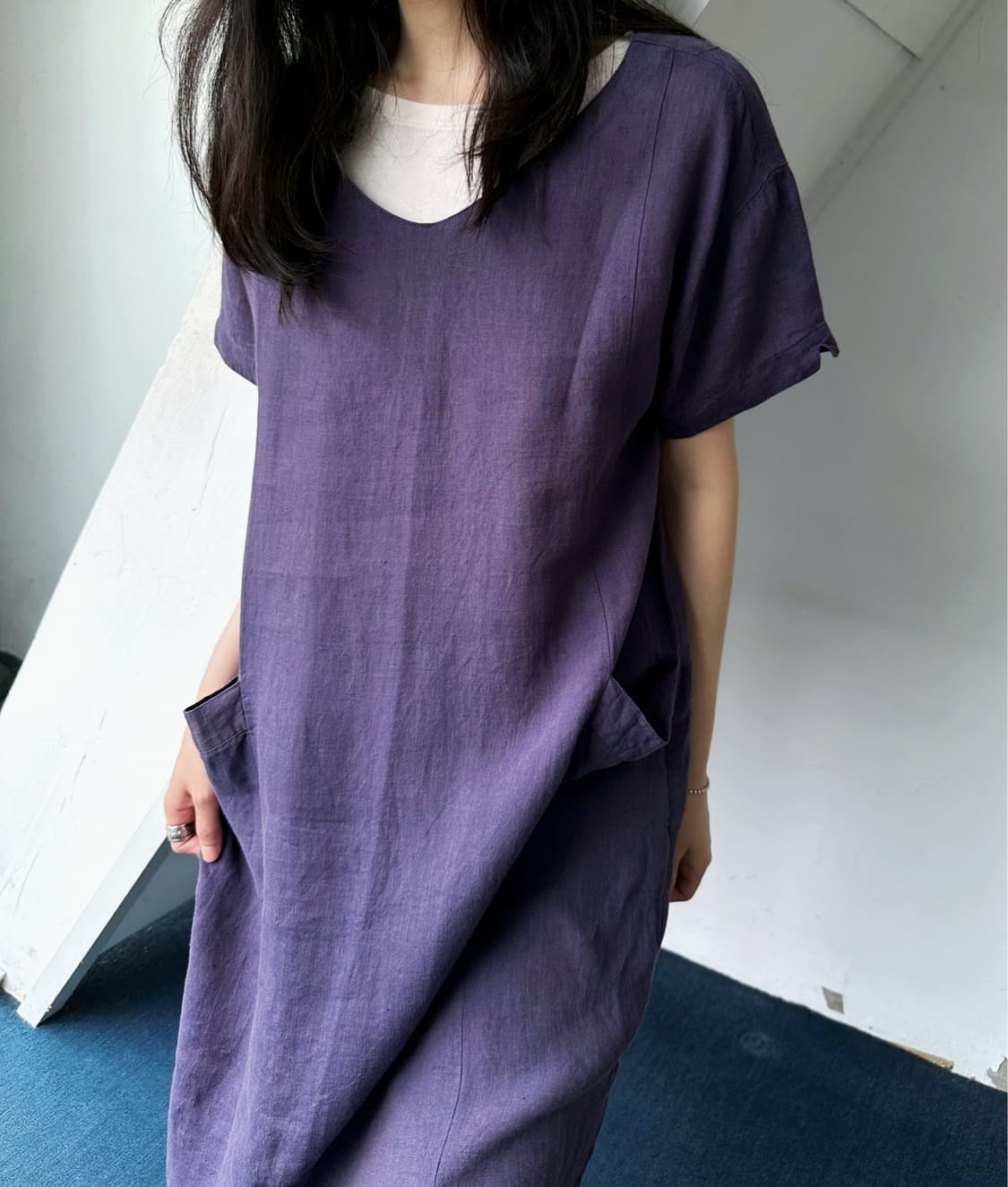 Linen wide design onepiece 상품이미지4