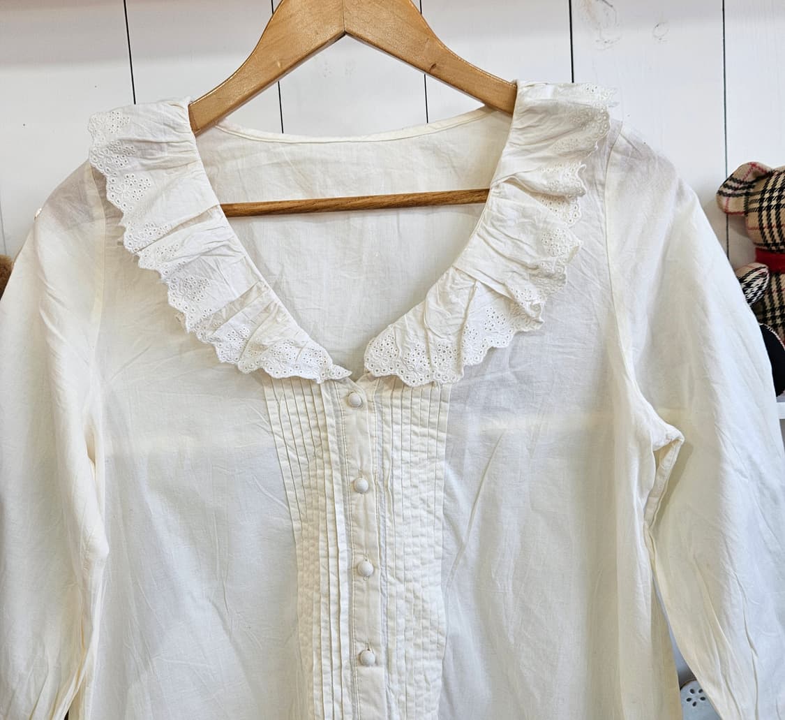 코튼 레이스 프릴 블라우스 상품이미지3