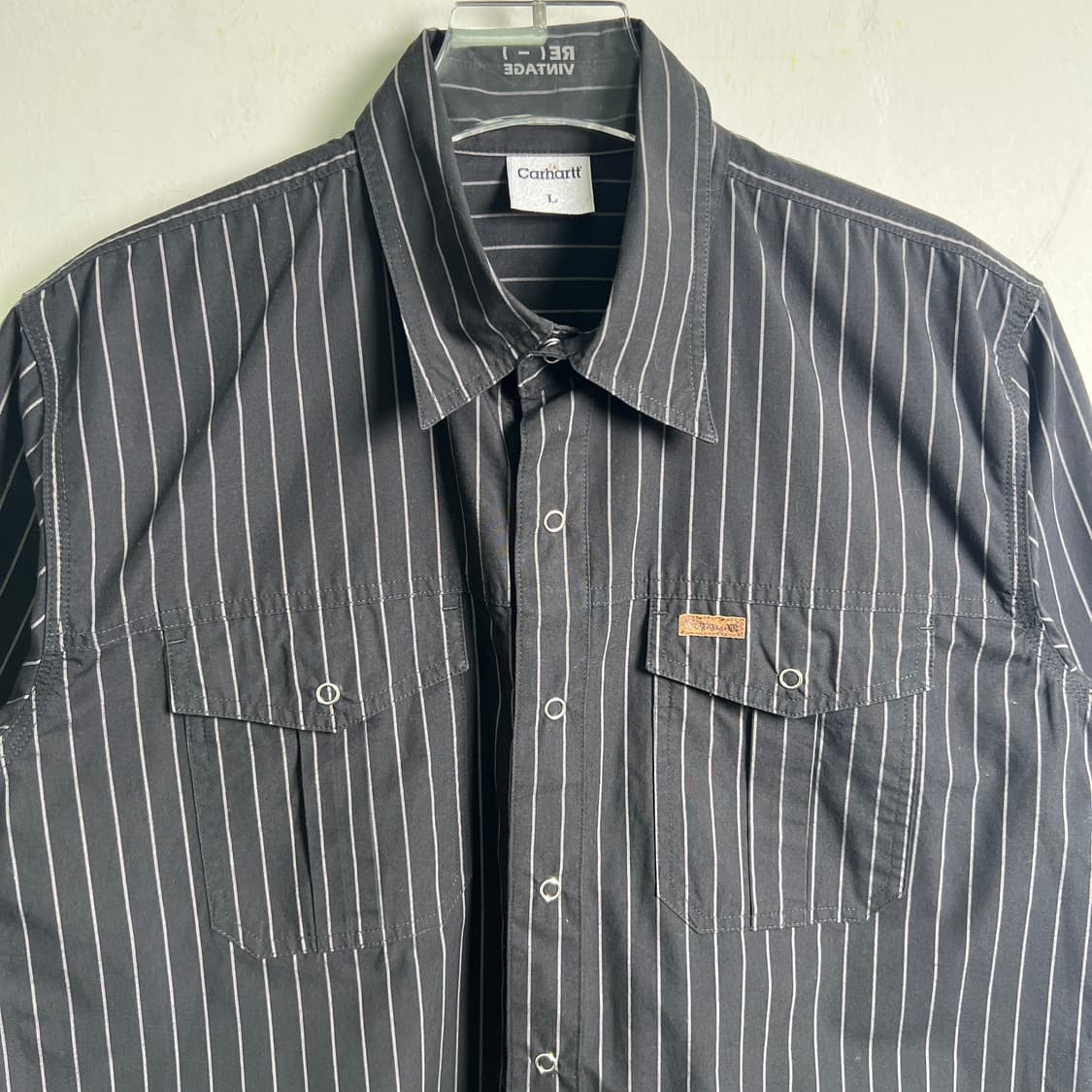 Carhartt 칼하트 블랙 스트라이프 반팔 셔츠 L 상품이미지5