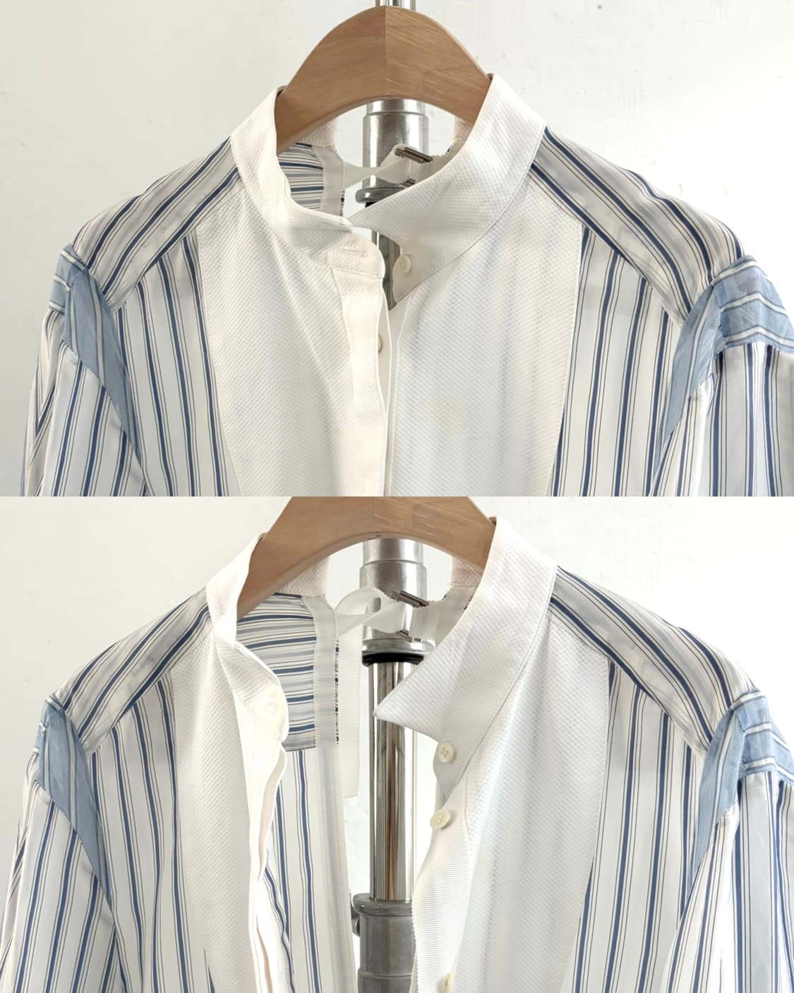 Sacai 사카이 스트라이프 언발란스 셔츠 상품이미지4