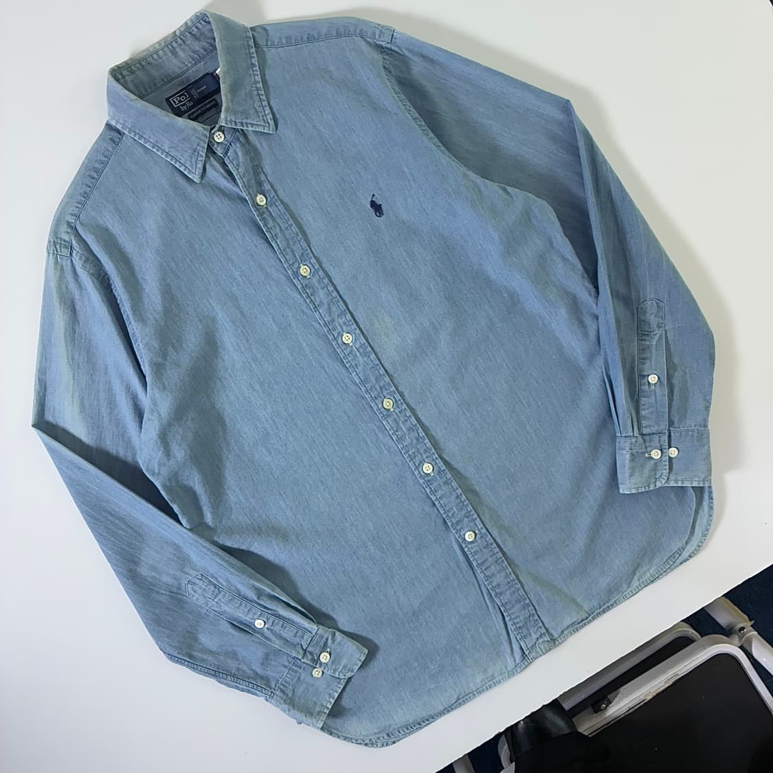 Polo  폴로 랄프로렌 자수 코튼 클래식핏 인디고 샴브레이 셔츠 상품이미지2
