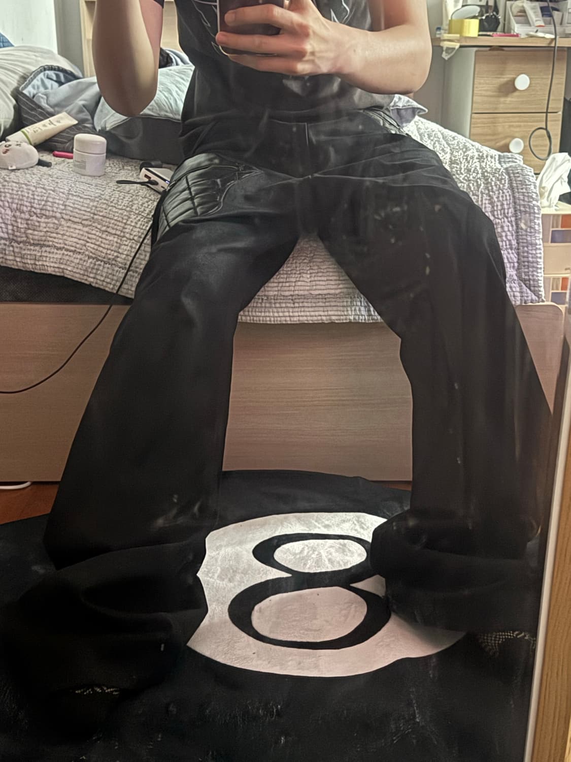 Emostanceclub 레더 패치 플레어진  상품이미지4