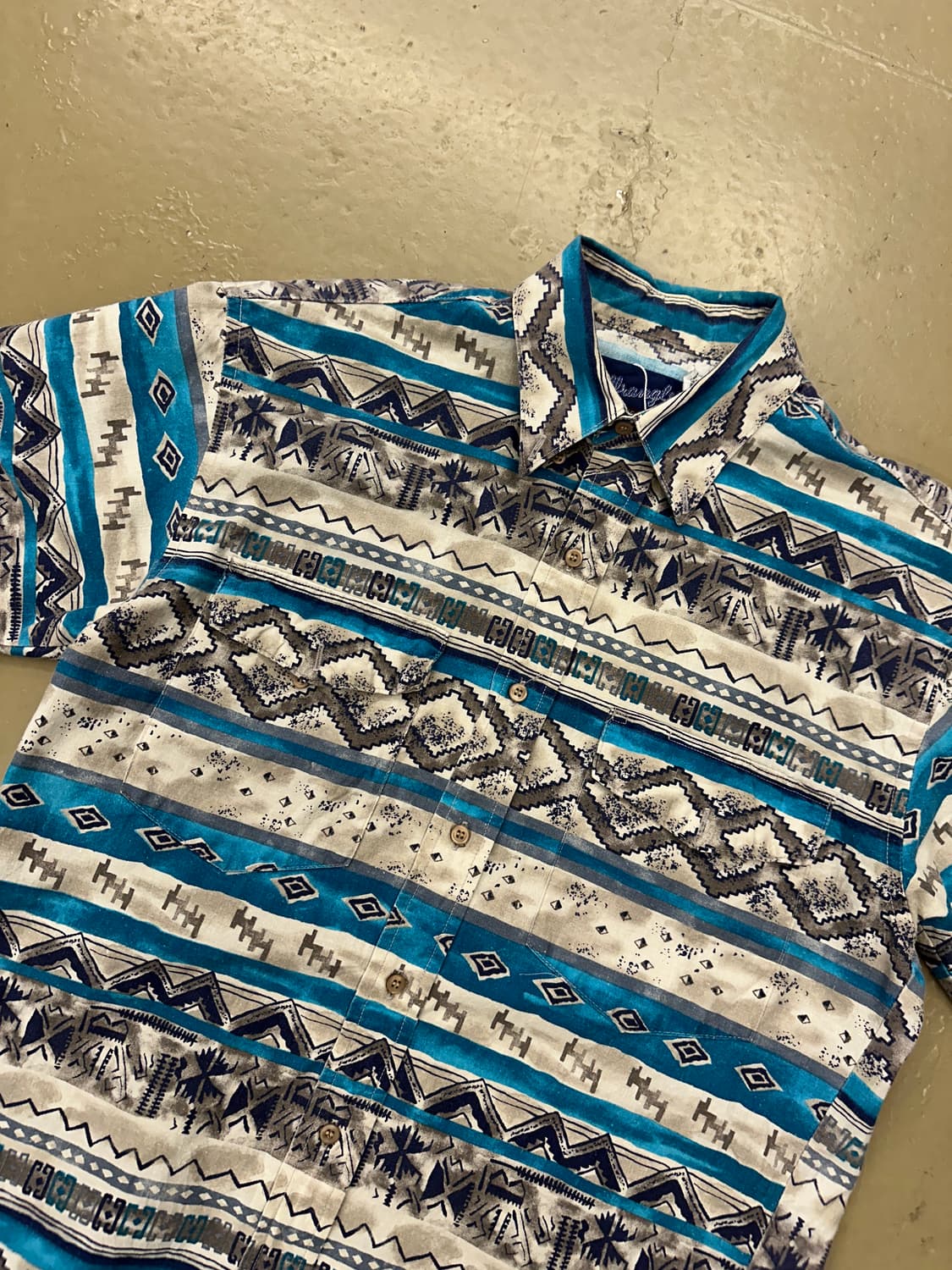 미국 빈티지 보헤미안 웨스턴 카우보이 반팔셔츠 XL 상품이미지3