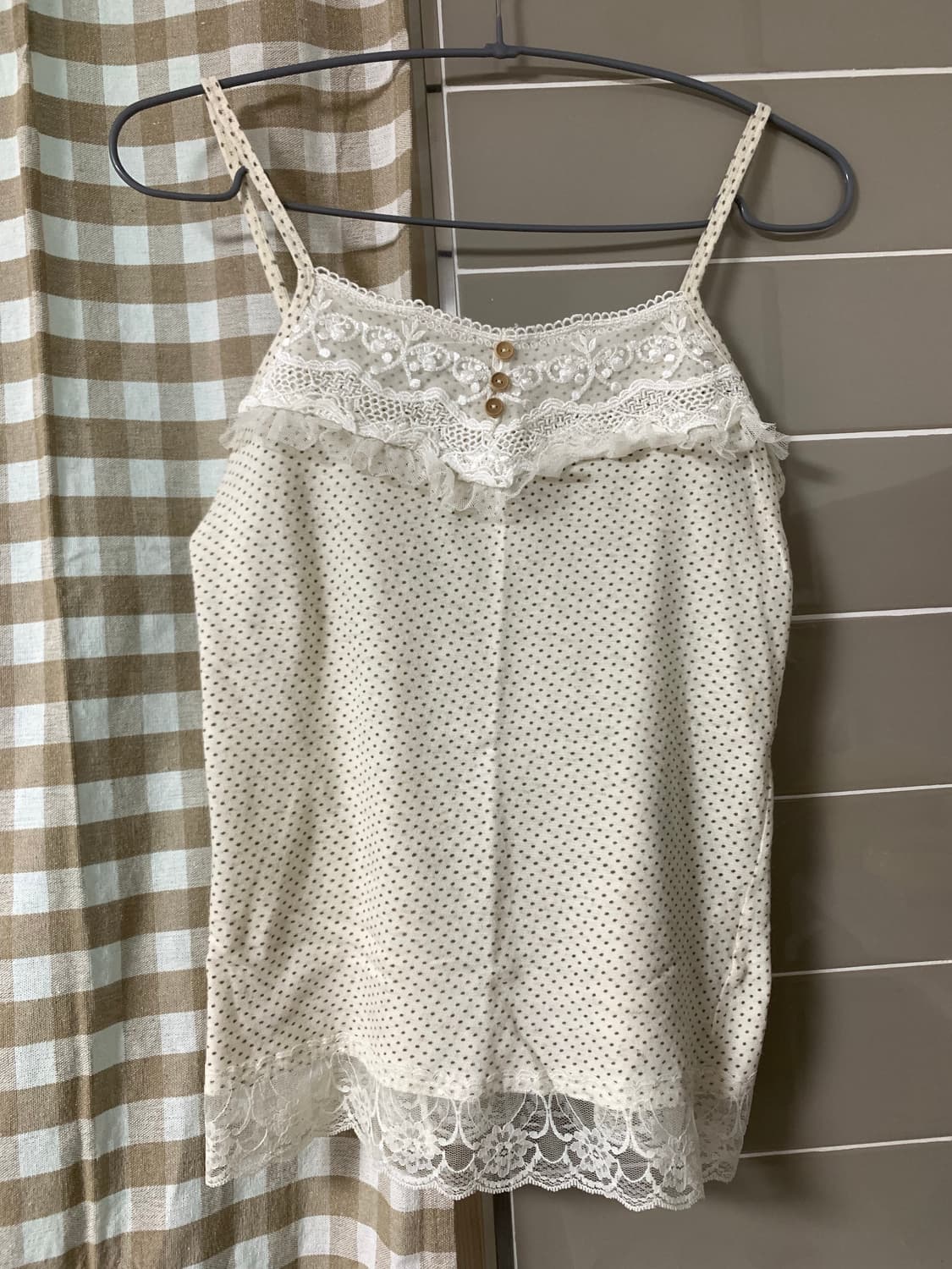 빈티지 모리걸 도트 슬리브리스 나시 상품이미지1