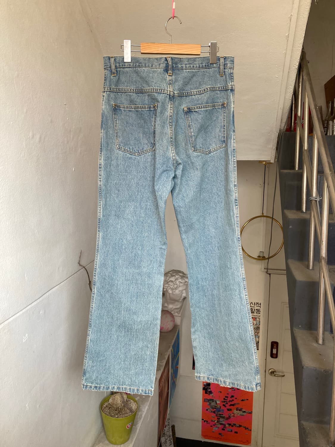 빈티지 일자 연청 데님 팬츠 상품이미지5