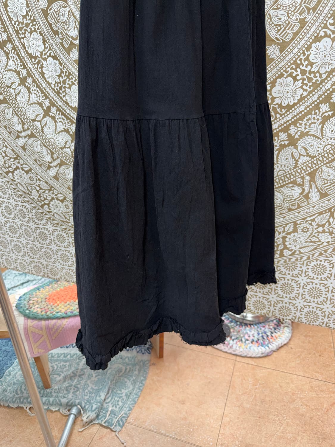 빈티지 여성 밴딩 레이스 디테일 블랙 스커트  상품이미지5