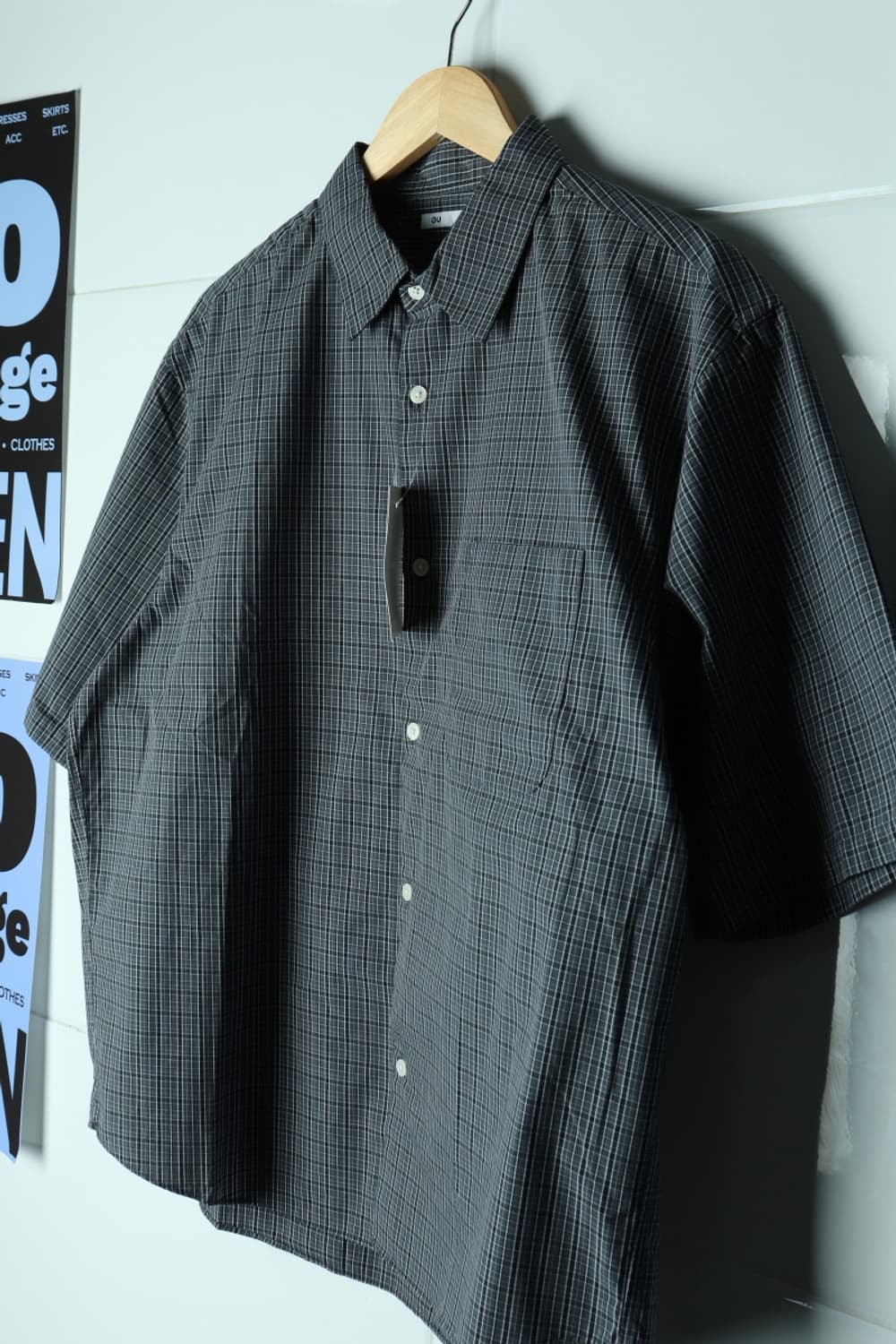 (L-XL) 반팔 카라 티셔츠 새상품 체크 아메카지-H32884 상품이미지1