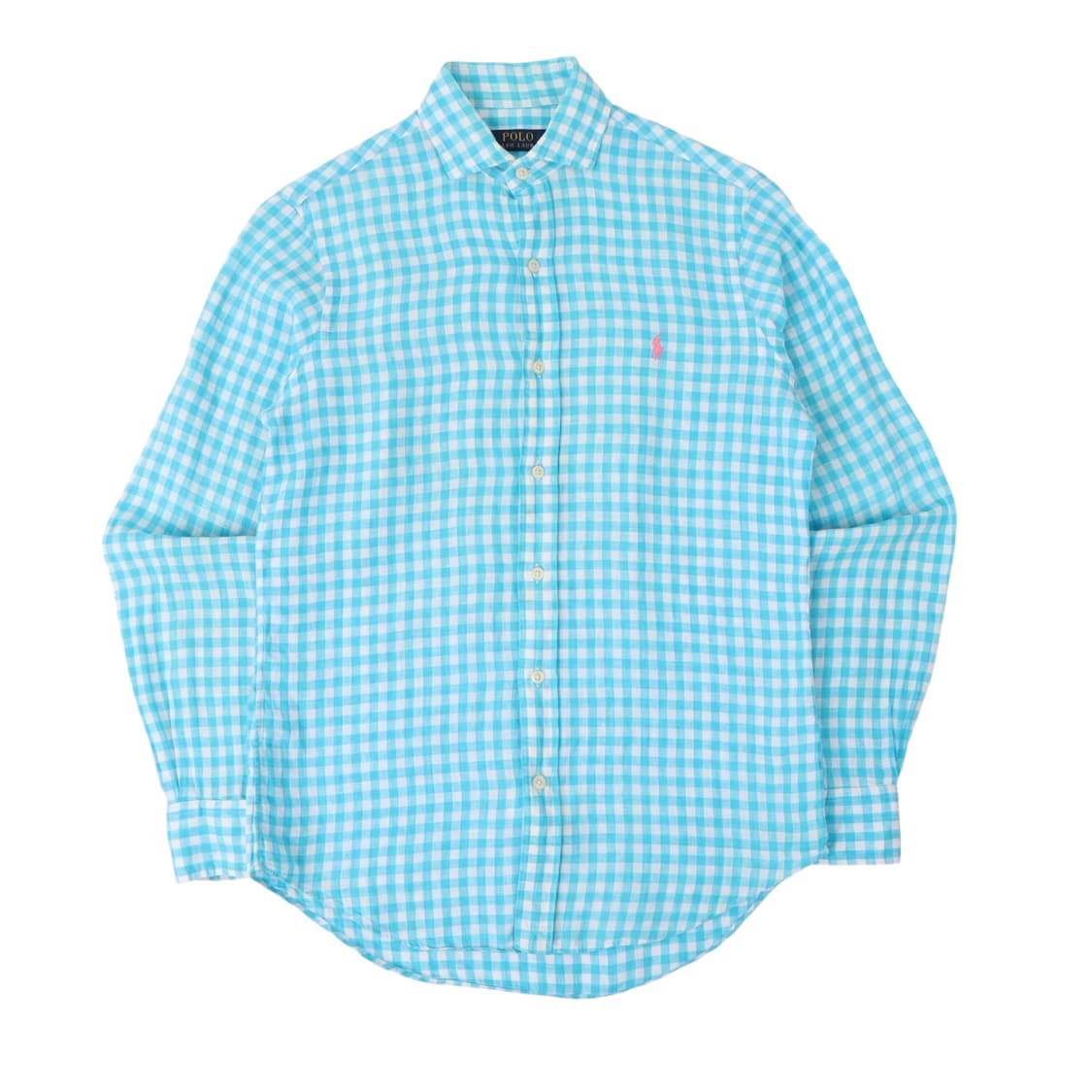 폴로 랄프로렌 린넨 라이트 블루 체크 셔츠 상품이미지1