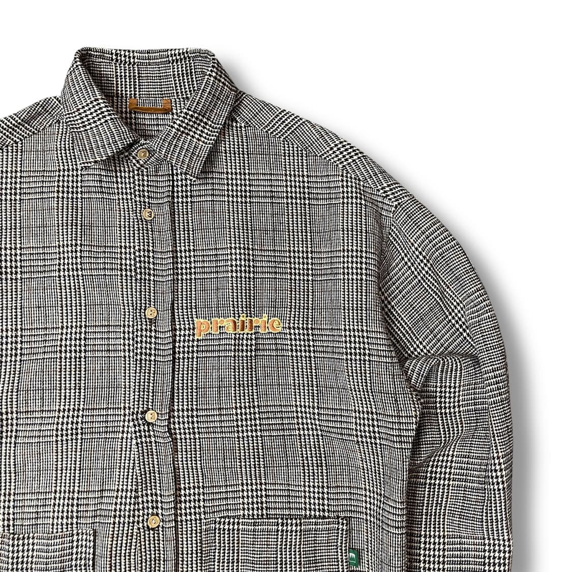 빈티지 브라운 하운드체크 자수 워크 셔츠 자켓 S 상품이미지3