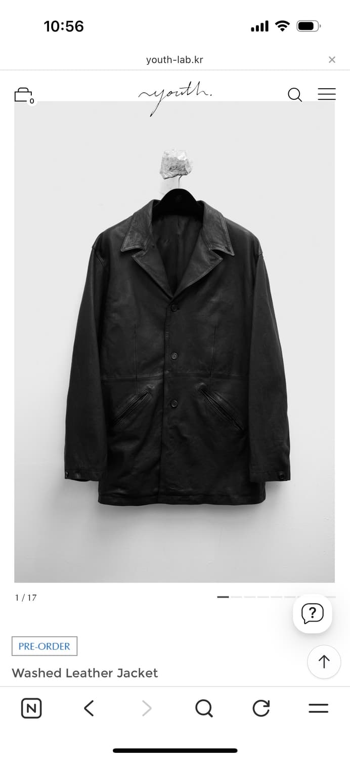 youth 워시드 레더 자켓 s 상품이미지1