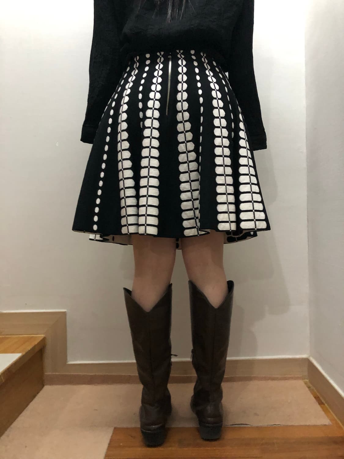 빈티지 블랙 앤 화이트 미니 스커트 상품이미지7