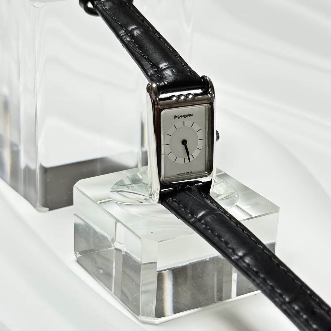 80's90's 빈티지 YSL 이브생로랑 미니멀 스퀘어 탱크 실버 워치 상품이미지4