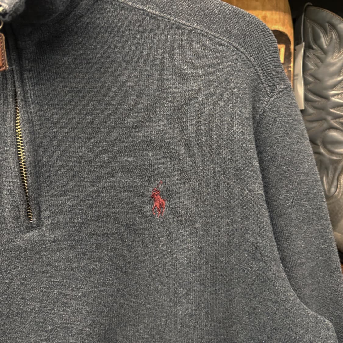 90s 폴로 랄프로렌 파인리브 하프집업 코튼니트 스웨터 차콜 N640 상품이미지5