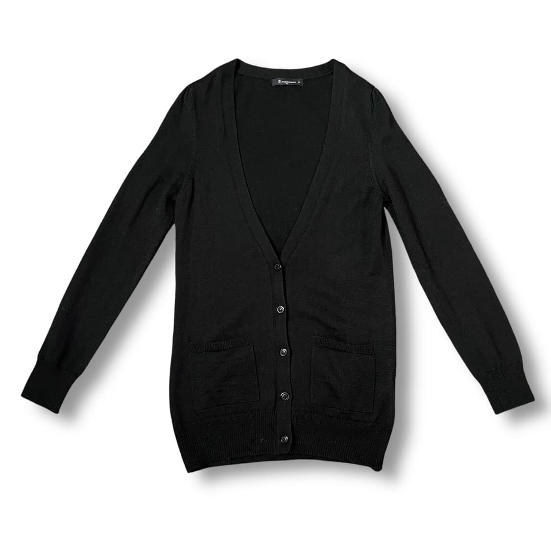 아놀도 바시니 블랙 브이넥 아크릴 울 니트 가디건 95 상품이미지1