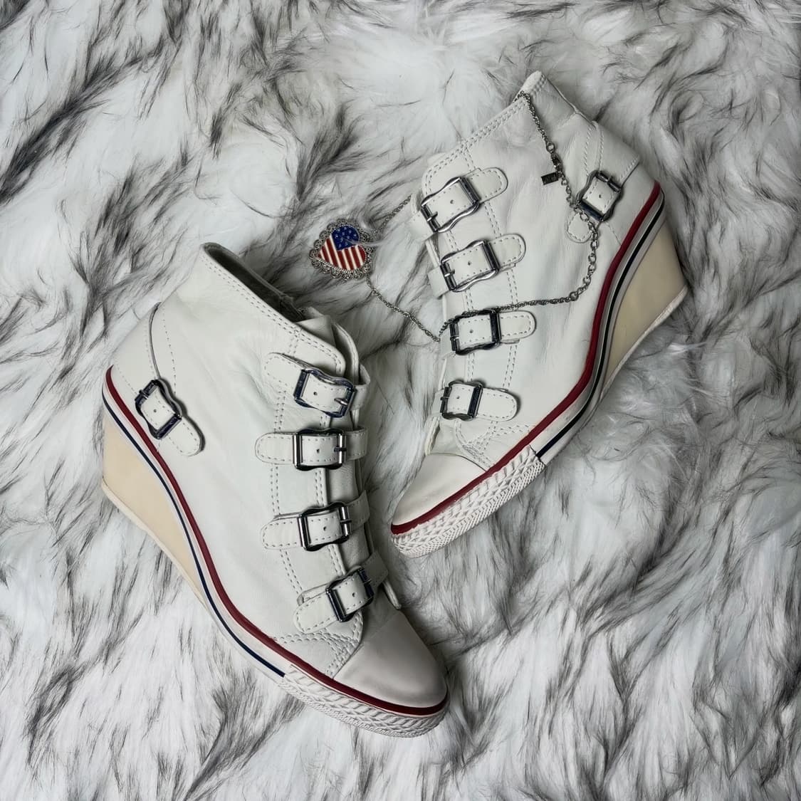 Ash 아쉬 웨지힐 스니커즈 가죽 화이트 상품이미지1