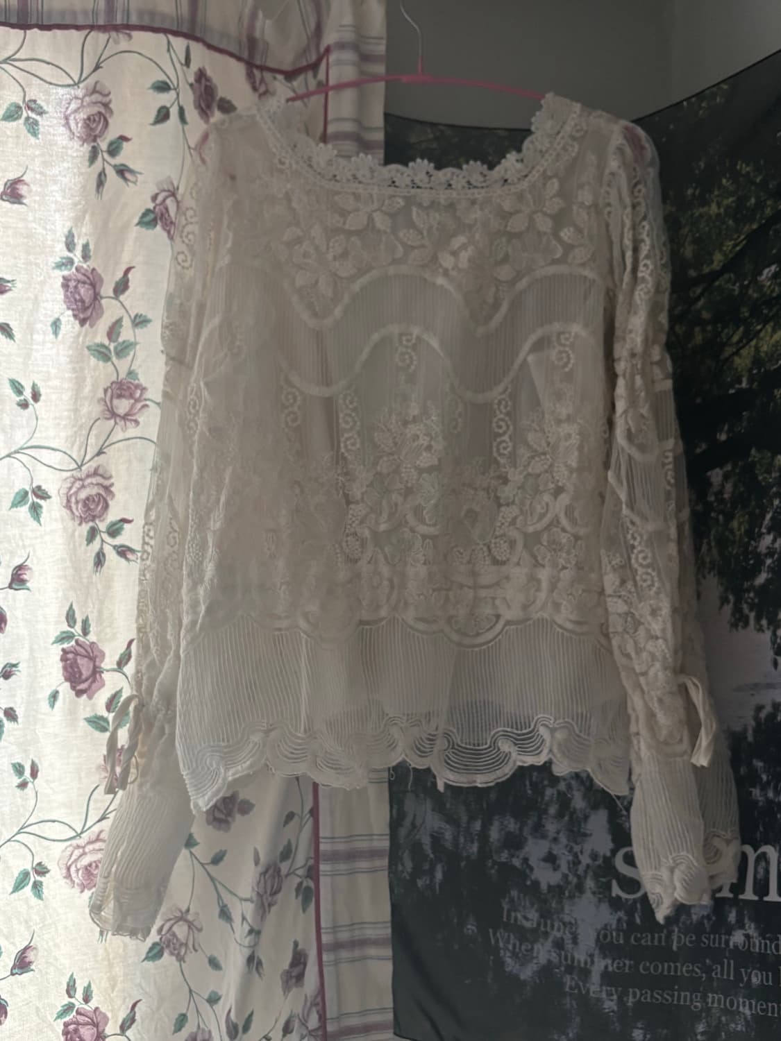 레이스 시스루 블라우스 여리핏 로맨틱 레이어드 상품이미지2